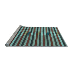 Sideview of Machine Washable Southwestern Light Blue Country Rug, wshcon2113lblu
