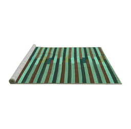 Sideview of Machine Washable Southwestern Turquoise Country Area Rugs, wshcon2113turq
