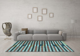 Machine Washable Southwestern Light Blue Country Rug in a Living Room, wshcon2113lblu