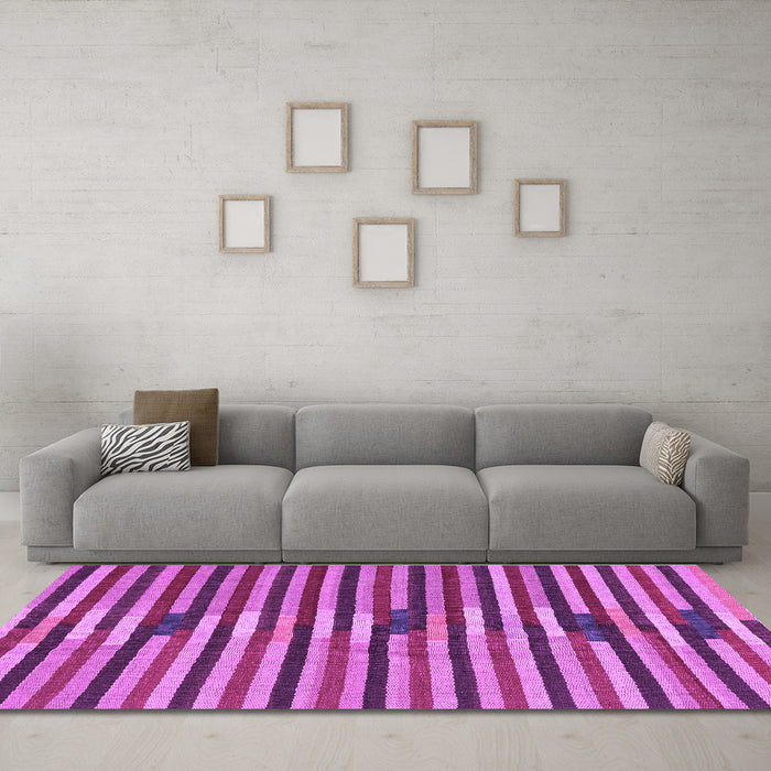 Machine Washable Southwestern Purple Country Area Rugs in a Living Room, wshcon2113pur