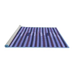 Sideview of Machine Washable Southwestern Blue Country Rug, wshcon2113blu