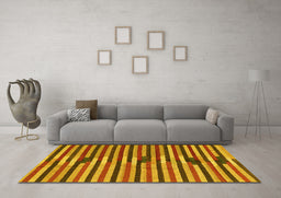 Machine Washable Southwestern Yellow Country Rug in a Living Room, wshcon2113yw