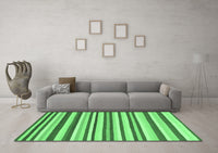 Machine Washable Abstract Emerald Green Contemporary Rug, wshcon2114emgrn