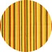 Round Abstract Yellow Contemporary Rug, con2114yw