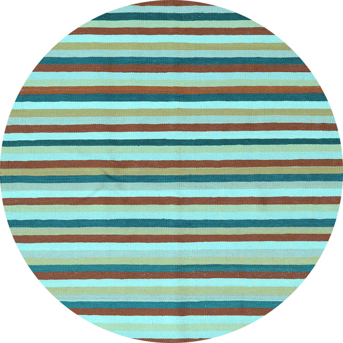 Round Abstract Light Blue Contemporary Rug, con2114lblu