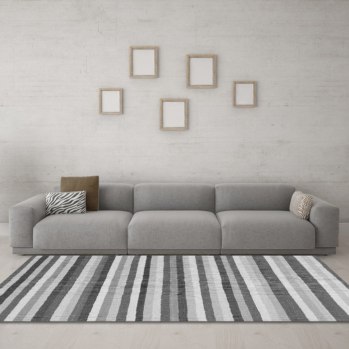 Machine Washable Abstract Gray Contemporary Rug in a Living Room,, wshcon2114gry