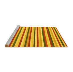 Sideview of Machine Washable Abstract Yellow Contemporary Rug, wshcon2114yw