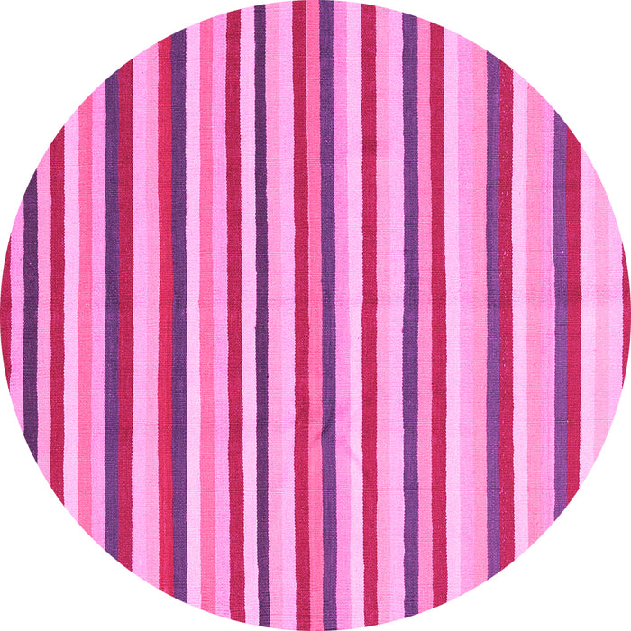 Round Machine Washable Abstract Pink Contemporary Rug, wshcon2114pnk