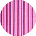 Round Machine Washable Abstract Pink Contemporary Rug, wshcon2114pnk