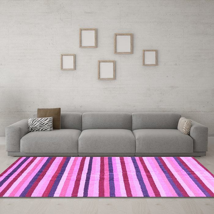 Machine Washable Abstract Purple Contemporary Area Rugs in a Living Room, wshcon2114pur