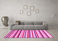 Machine Washable Abstract Pink Contemporary Rug, wshcon2114pnk