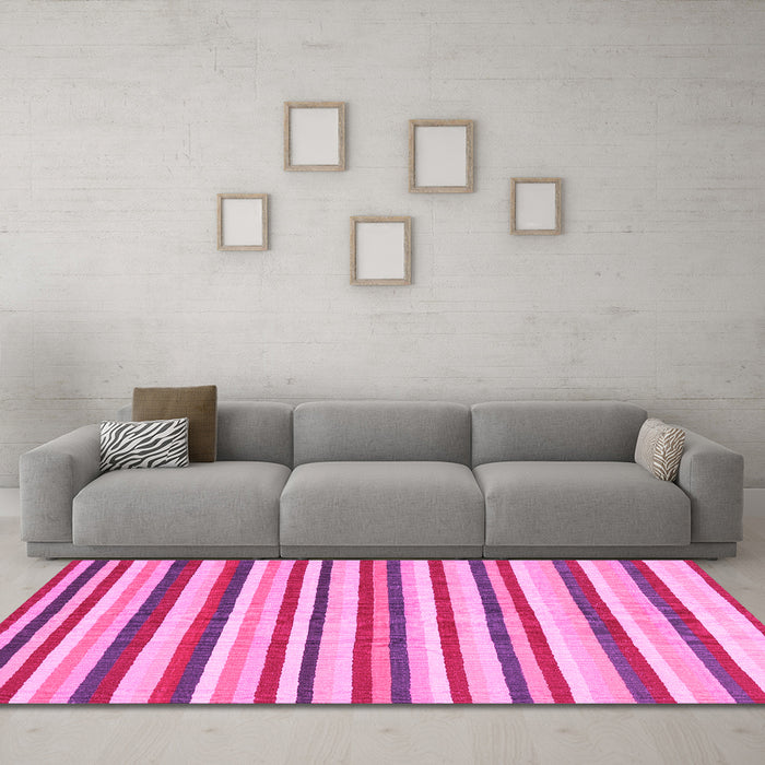 Machine Washable Abstract Pink Contemporary Rug in a Living Room, wshcon2114pnk