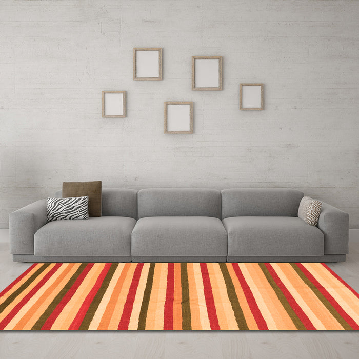 Machine Washable Abstract Orange Contemporary Area Rugs in a Living Room, wshcon2114org