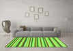 Machine Washable Abstract Green Contemporary Area Rugs in a Living Room,, wshcon2114grn