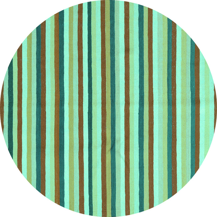 Round Abstract Turquoise Contemporary Rug, con2114turq