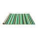 Sideview of Machine Washable Abstract Turquoise Contemporary Area Rugs, wshcon2114turq