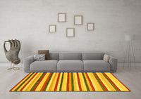 Machine Washable Abstract Yellow Contemporary Rug, wshcon2114yw