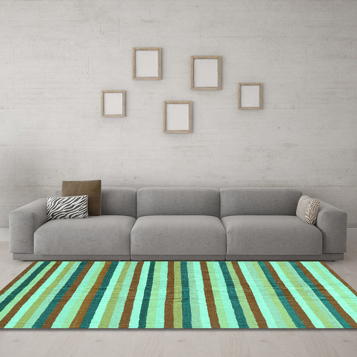 Machine Washable Abstract Turquoise Contemporary Area Rugs in a Living Room,, wshcon2114turq