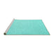 Sideview of Machine Washable Abstract Turquoise Contemporary Area Rugs, wshcon2115turq