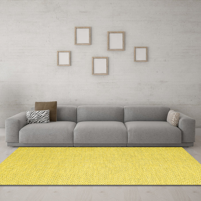 Machine Washable Abstract Yellow Contemporary Rug in a Living Room, wshcon2115yw