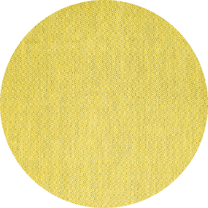 Round Abstract Yellow Contemporary Rug, con2115yw