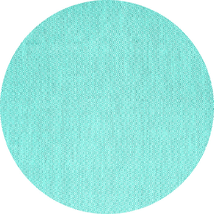 Round Machine Washable Abstract Turquoise Contemporary Area Rugs, wshcon2115turq