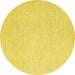 Round Machine Washable Abstract Yellow Contemporary Rug, wshcon2115yw