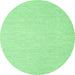 Round Machine Washable Abstract Emerald Green Contemporary Area Rugs, wshcon2115emgrn