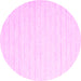 Round Machine Washable Solid Pink Modern Rug, wshcon2116pnk