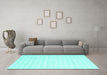 Machine Washable Solid Turquoise Modern Area Rugs in a Living Room,, wshcon2116turq