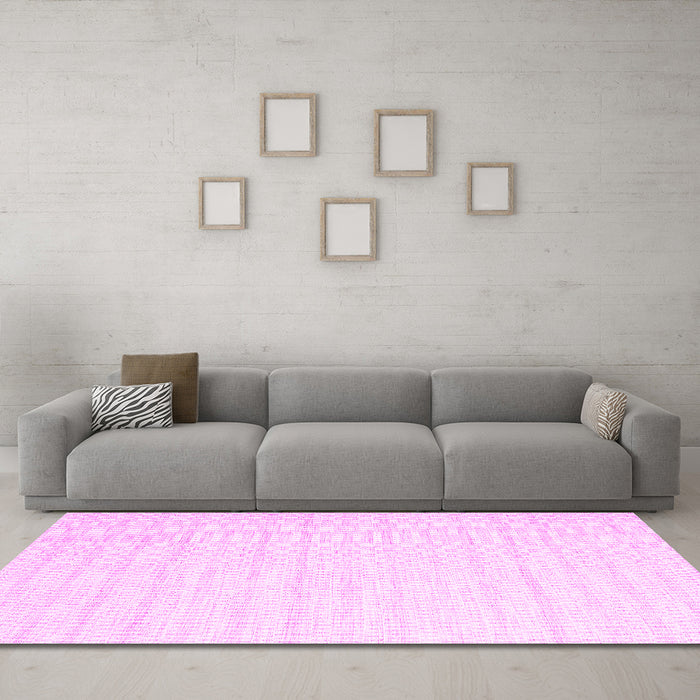Machine Washable Solid Pink Modern Rug in a Living Room, wshcon2116pnk