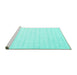 Sideview of Machine Washable Solid Turquoise Modern Area Rugs, wshcon2116turq