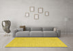 Machine Washable Abstract Yellow Contemporary Rug in a Living Room, wshcon2117yw