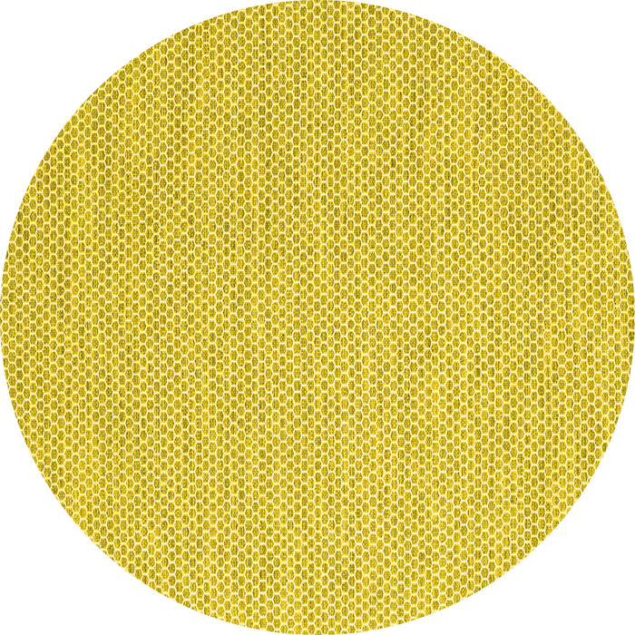 Round Machine Washable Abstract Yellow Contemporary Rug, wshcon2117yw