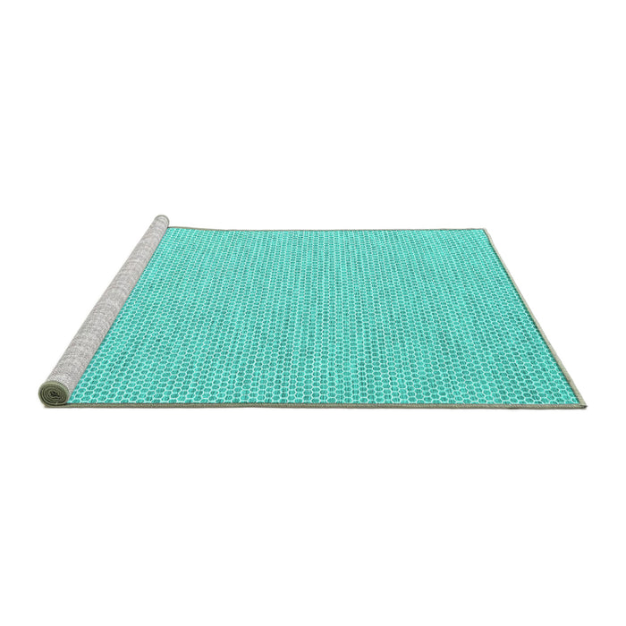 Sideview of Machine Washable Abstract Turquoise Contemporary Area Rugs, wshcon2117turq