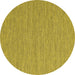 Round Abstract Yellow Contemporary Rug, con2118yw