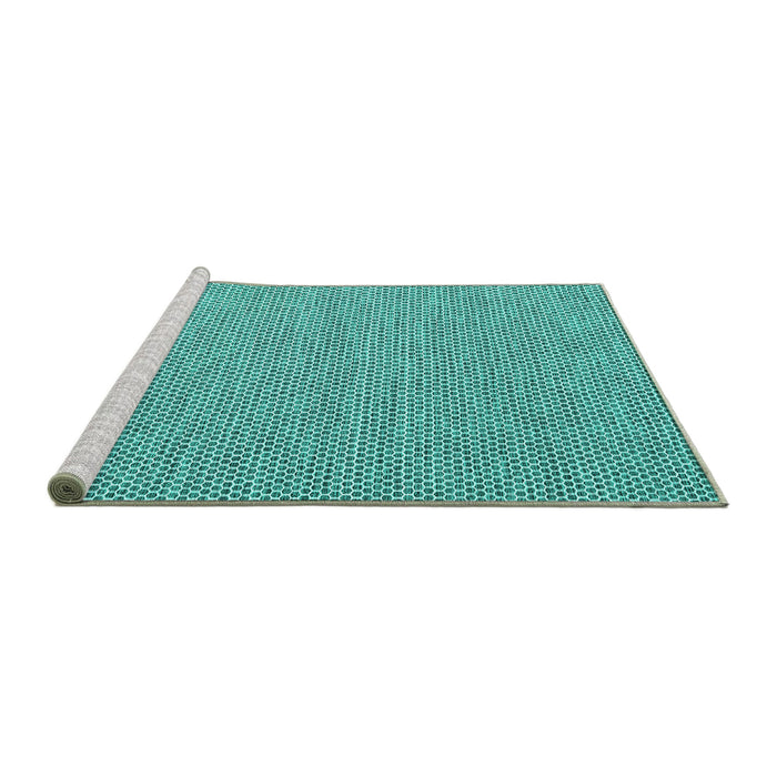 Sideview of Machine Washable Abstract Turquoise Contemporary Area Rugs, wshcon2118turq