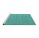 Sideview of Machine Washable Abstract Turquoise Contemporary Area Rugs, wshcon2118turq