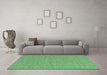 Machine Washable Abstract Emerald Green Contemporary Area Rugs in a Living Room,, wshcon2118emgrn