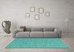 Machine Washable Abstract Turquoise Contemporary Area Rugs in a Living Room,, wshcon2118turq