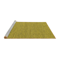 Sideview of Machine Washable Abstract Yellow Contemporary Rug, wshcon2118yw