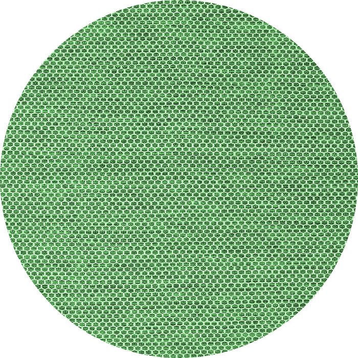 Round Machine Washable Abstract Emerald Green Contemporary Area Rugs, wshcon2118emgrn