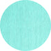 Round Abstract Turquoise Contemporary Rug, con2119turq