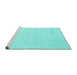 Sideview of Machine Washable Abstract Turquoise Contemporary Area Rugs, wshcon2119turq