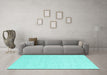 Machine Washable Abstract Turquoise Contemporary Area Rugs in a Living Room,, wshcon2119turq