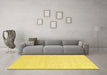 Machine Washable Abstract Yellow Contemporary Rug in a Living Room, wshcon2119yw