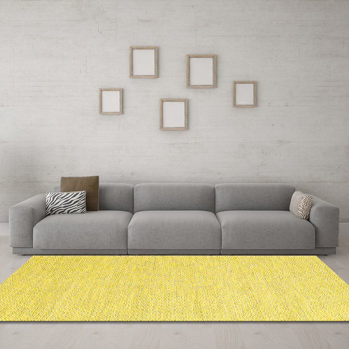 Machine Washable Abstract Yellow Contemporary Rug in a Living Room, wshcon2119yw