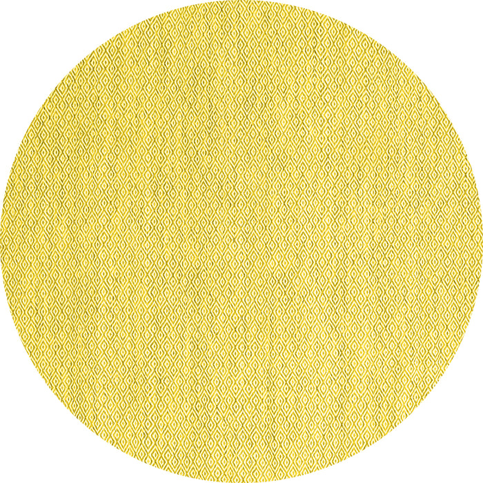 Round Machine Washable Abstract Yellow Contemporary Rug, wshcon2119yw