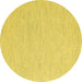 Round Abstract Yellow Contemporary Rug, con2120yw