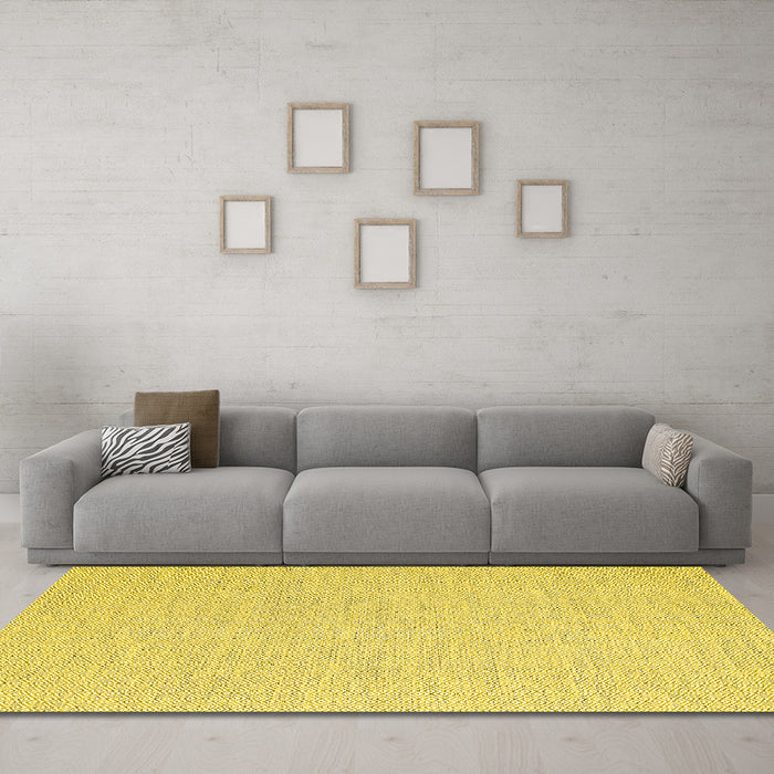 Machine Washable Abstract Yellow Contemporary Rug in a Living Room, wshcon2120yw